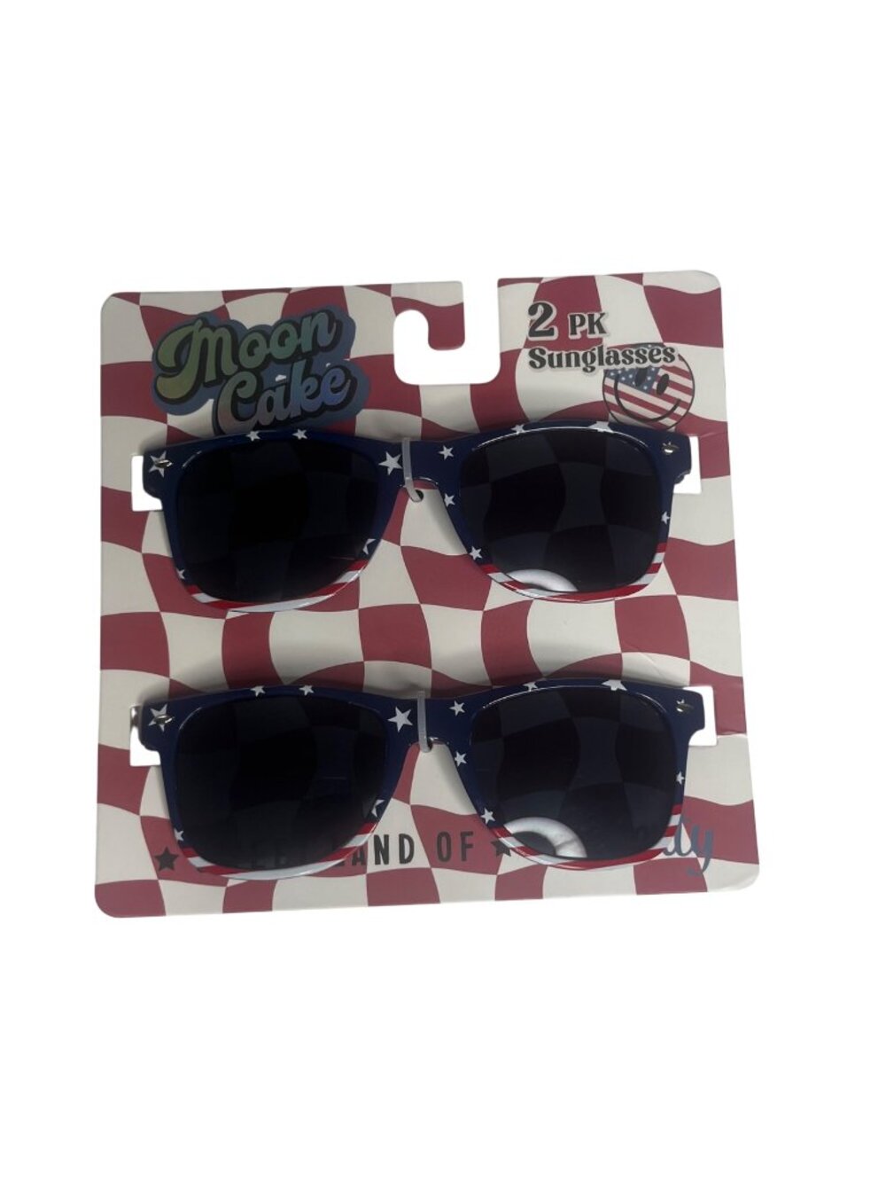 Moon Cake 2 Pack Patriotic Sunglasses USA Stars Stripes Red Blue OS New
